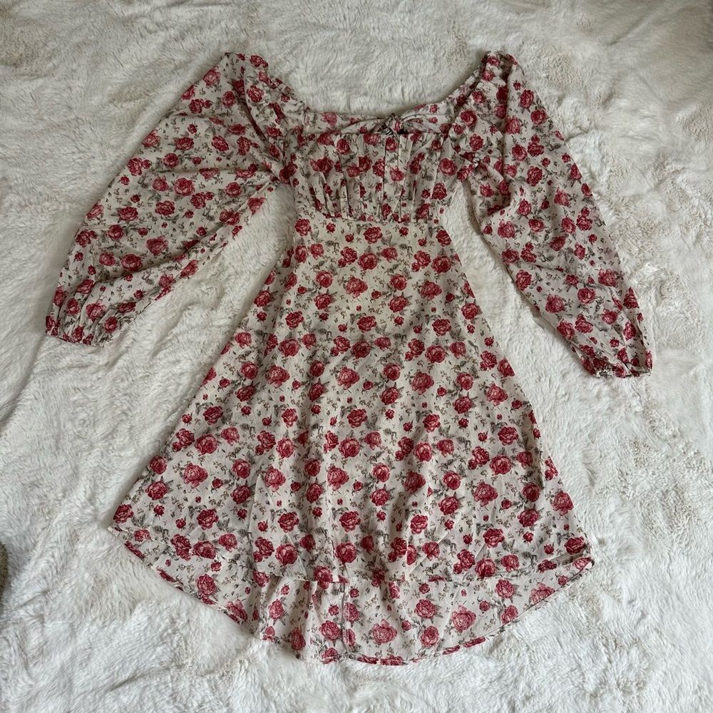 Backless beautiful floral mini/midi flowy cottagecore dress